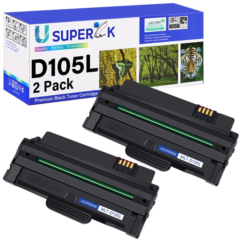 SuperInk MLT-D105L Compatible Toner Cartridge Replacement for Samsung MLT-D105L 105L MLTD105L 105 Work with Samsung ML-2525 ML-2525W ML-2545 ML-1915 SCX-4623F SCX-4623FN SF-650 Printer (Black 2 Pack) - Image 1